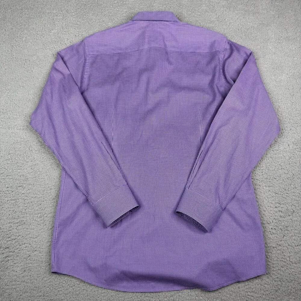 Eton Shirt Men 40 15 3/4 Purple Gingham Check Contemporary Long Sleeve Button Up